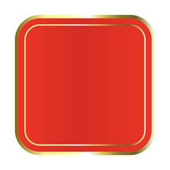Red Square Metallic Button with Gold Border