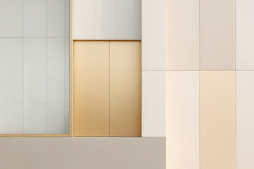 Fototapeta premium modern architectural facade featuring harmonious blend of light and natural shades