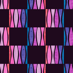 Geometric watercolor squares texture. Colorful mosaic checkered seamless pattern