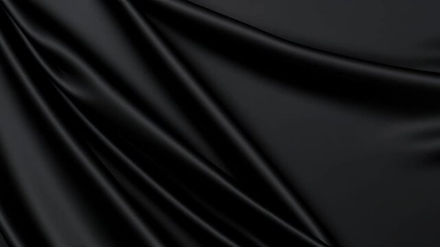 Dark fabric drapes smoothly with folds, its gentle sheen catching light to highlight rich color and texture.