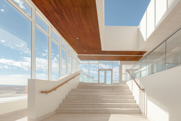 Obraz premium modern architecture featuring smooth forms glass and wood