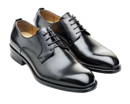 pair of black shoes isolated on white background.PNG Transparent file type with high definition picture quality available.