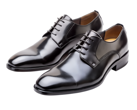 black leather shoes isolated on white background.PNG Transparent file type with high definition picture quality available.
