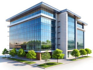 modern office building in the city isolated on white background.PNG Transparent file type with high definition picture quality available.