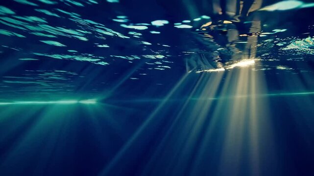 Underwater scene of the moving sea, showcasing the fluidity of ocean currents and marine life. Perfect for underwater exploration, oceanography, and aquatic beauty