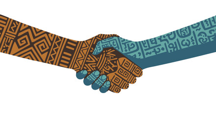 Fototapeta premium Equal rights movement diverse handshake illustration representing global partnership and cultural agreement design 100