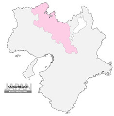 日本地図 関西地方 京都府 県境無し 03