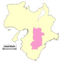日本地図 関西地方 奈良県 県境無し 02
