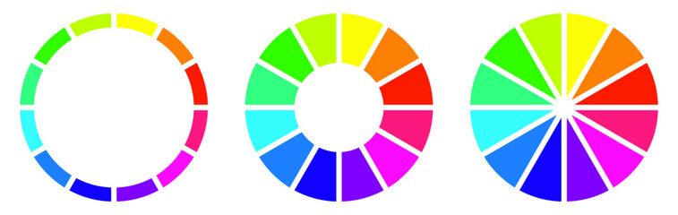 color wheel vector set with 12 colors , circle palette sign