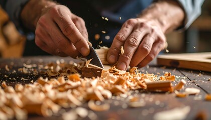 Woodworker Shaping Wood.