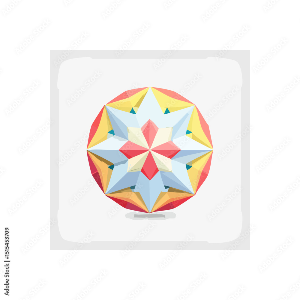 Poster geometric vector design features an eight pointed star with colorful elements