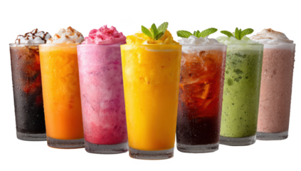 Tea and smoothie set png isolated object background for soft drink menu purpose.