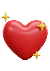 3D Glossy Red Heart with Golden Sparkles &ndash; Romantic Symbol
