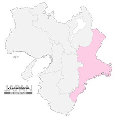 日本地図 関西地方 三重県 県境有り 03