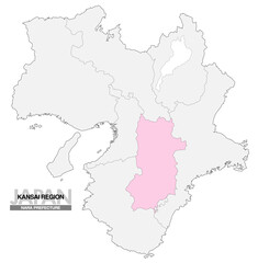 Obraz premium 日本地図 関西地方 奈良県 県境有り 03