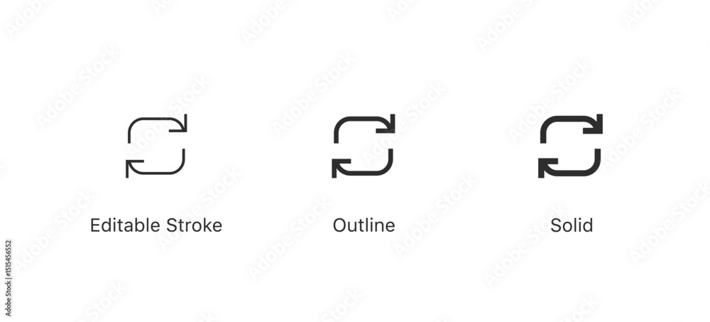 Fototapete Refresh icon vector. recycle vector icon symbol. Repeat and reload icons set and two arrows rotation circle. Sync icon symbol convert button sign. editable stroke, solid, outline style