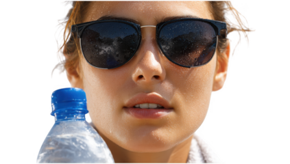 Heatstroke woman isolated 3d mockup without background using for summer purpose.