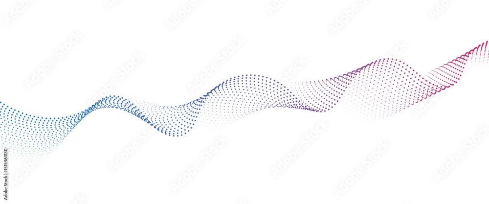 Poster Flowing Dot Wave halftone gradient pattern on transparent background	

