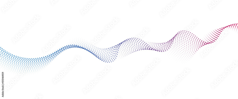 Poster Flowing Dot Wave halftone gradient pattern on transparent background	
