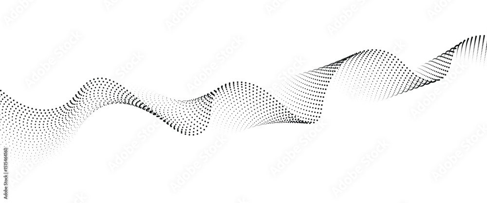 Poster Flowing Dot Wave halftone gradient pattern on transparent background	
