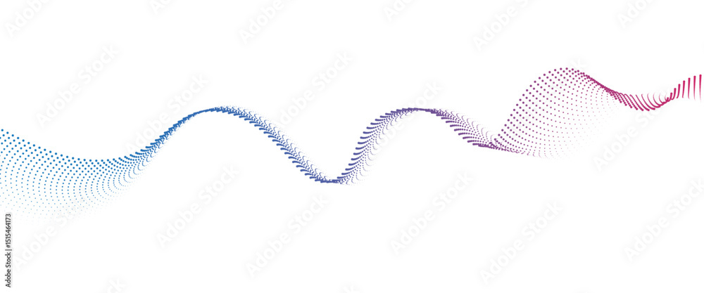 Poster Flowing Dot Wave halftone gradient pattern on transparent background	
