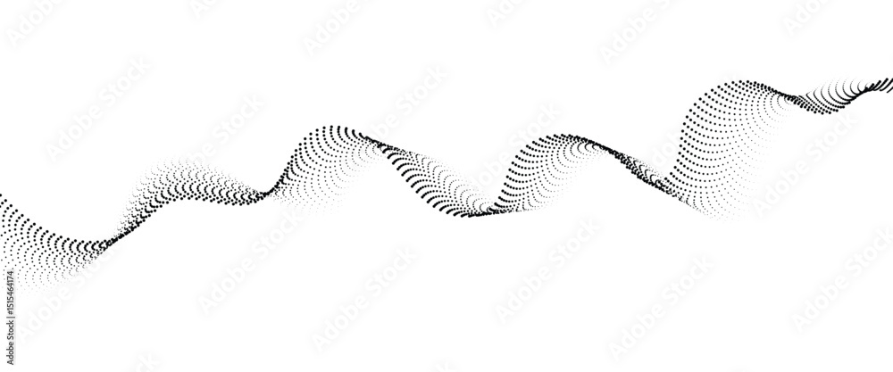 Poster Flowing Dot Wave halftone gradient pattern on transparent background	
