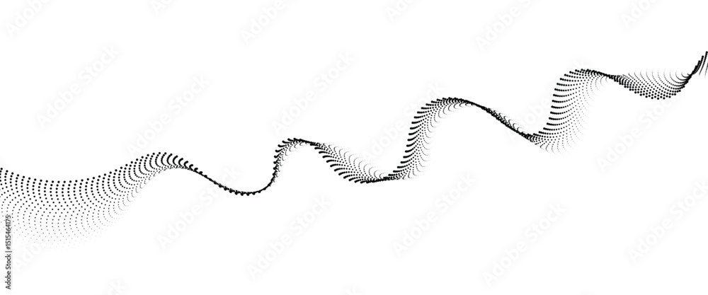 Poster Flowing Dot Wave halftone gradient pattern on transparent background	
