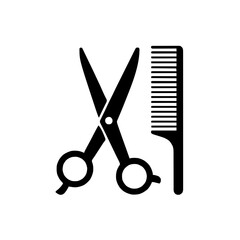 Modern Hairdresser Icon Featuring Scissors and Comb