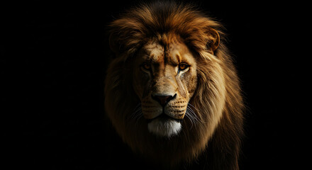 Naklejka premium Close-up portrait of a majestic lion.