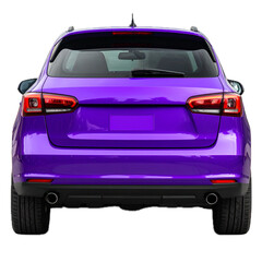 purple car back view isolated on transparent white background, clipping path