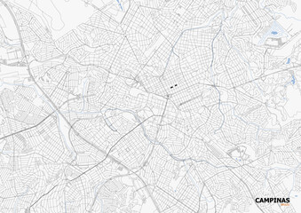 zoomed in vector highway map of campinas city with black and white color