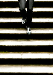 Man descending a staircase