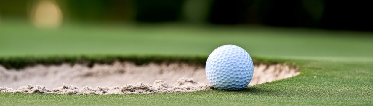 Golf Ball Edge of Bunker, Green Turf, golf ,sand trap