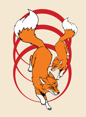 fox illustration with japanese style for kaijune event
