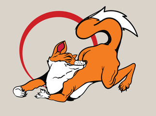 fox illustration with japanese style for kaijune event
