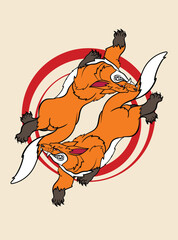 fox illustration with japanese style for kaijune event
