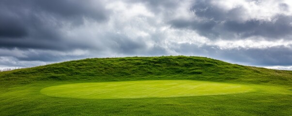 Green Golf Course Under Stormy Sky, Golfing ,Landscape