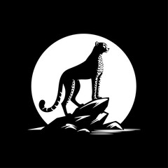 Cheetah logo vector standing on a cliff