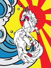 fox illustration with japanese style for kaijune event
