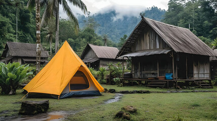 Jungle Campsite Tent Illustration
