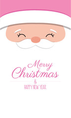 Santa Claus Face with Merry Christmas Greeting – Vector Art