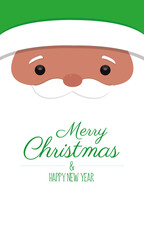 Santa Claus Face with Merry Christmas Greeting – Vector Art