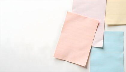 Pastel Colored Papers Arranged on a Minimalist White Background

