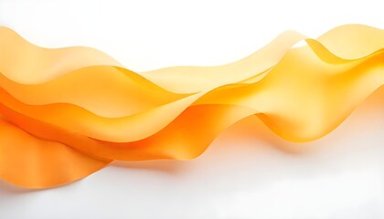 Vibrant Flowing Orange Fabric Waves on a White Background

