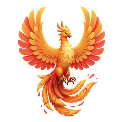 Fototapeta premium Elegant phoenix illustration with vibrant golden and orange feathers, mystical bird art