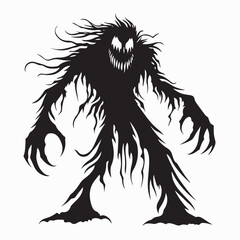 Monster Shadow Vector. Black and white Monster Shadow Vector image on white background.