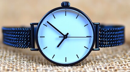Elegant wristwatch showcasing sleek design and precision craftsmanship on background