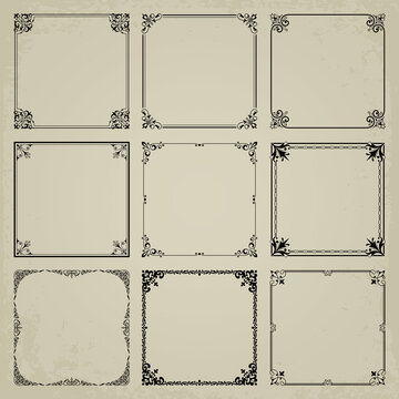 Decorative square frames and borders set 11