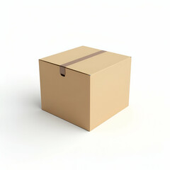 cardboard box isolated corrugated cube packaging on white background subtle shadows sharp focus ideal branding collateral ecommerce presentation asset visualization in  Photo Stock  Concept  and empty