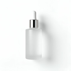 Frosted Glass Face Essence Bottle with Dropper Cap: Realistic Textures & Shadows for Skincare Infographics - Perfect for Product Mockups with Empty Space for Customization